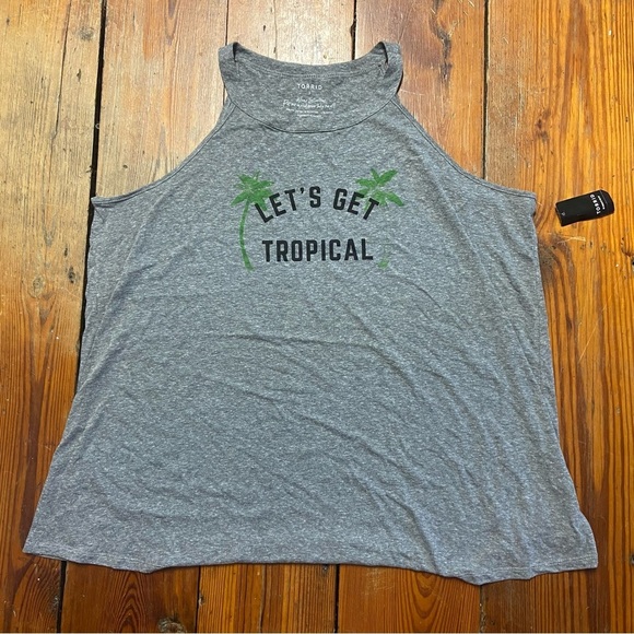 Torrid Charcoal Heathered High Neck Tank Top Size 3X Beachy Casual Pool Vacation - Picture 1 of 7